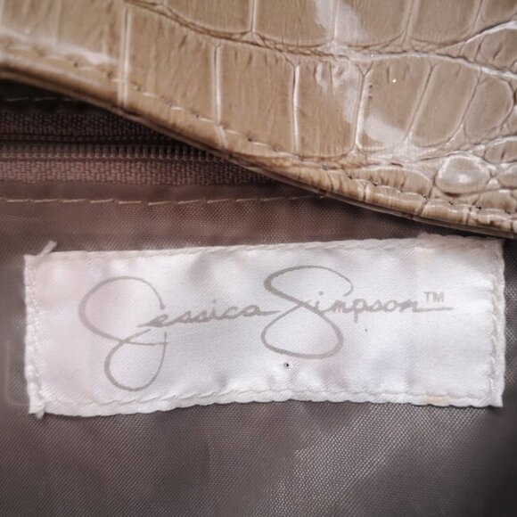 Jessica Simpson Reptile Print Faux Leather Tan Lined Handbag - Picture 8 of 8